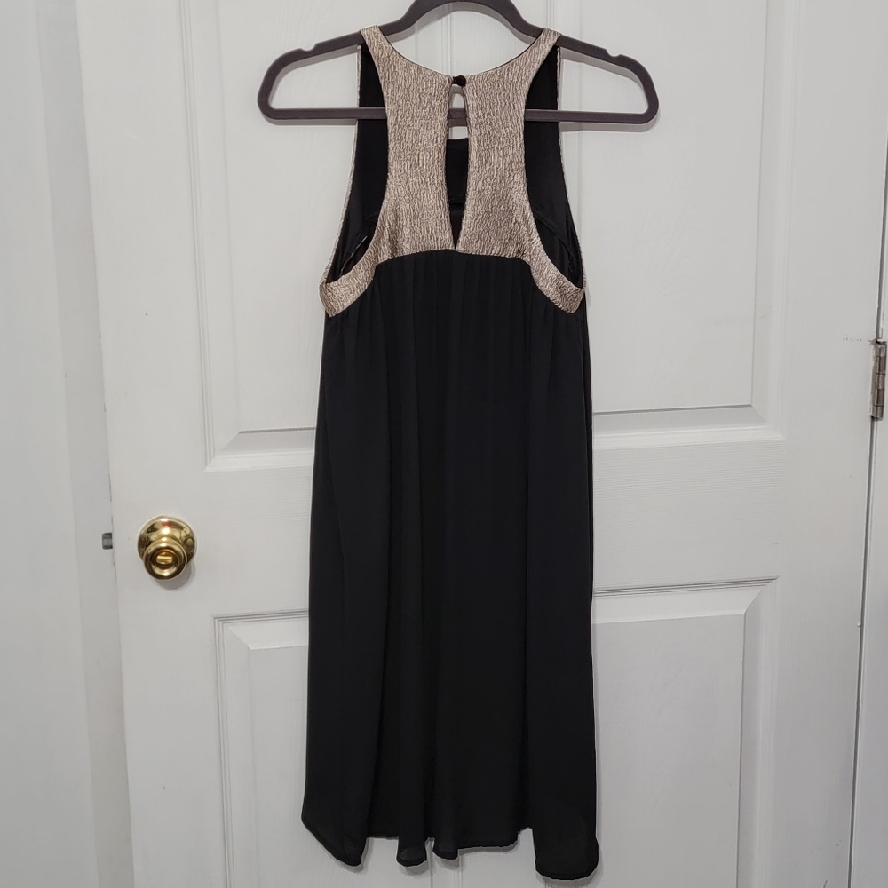 Needle & Thread Black & Gold Chiffon Swing Dress - Picture 3 of 11